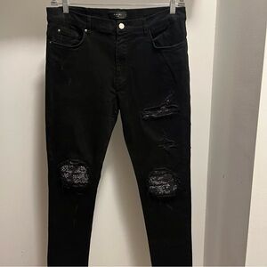 AMIRI men Rock Bandana Art Patch Skinny Jeans 36 Luxury Denim MX1 Distressed